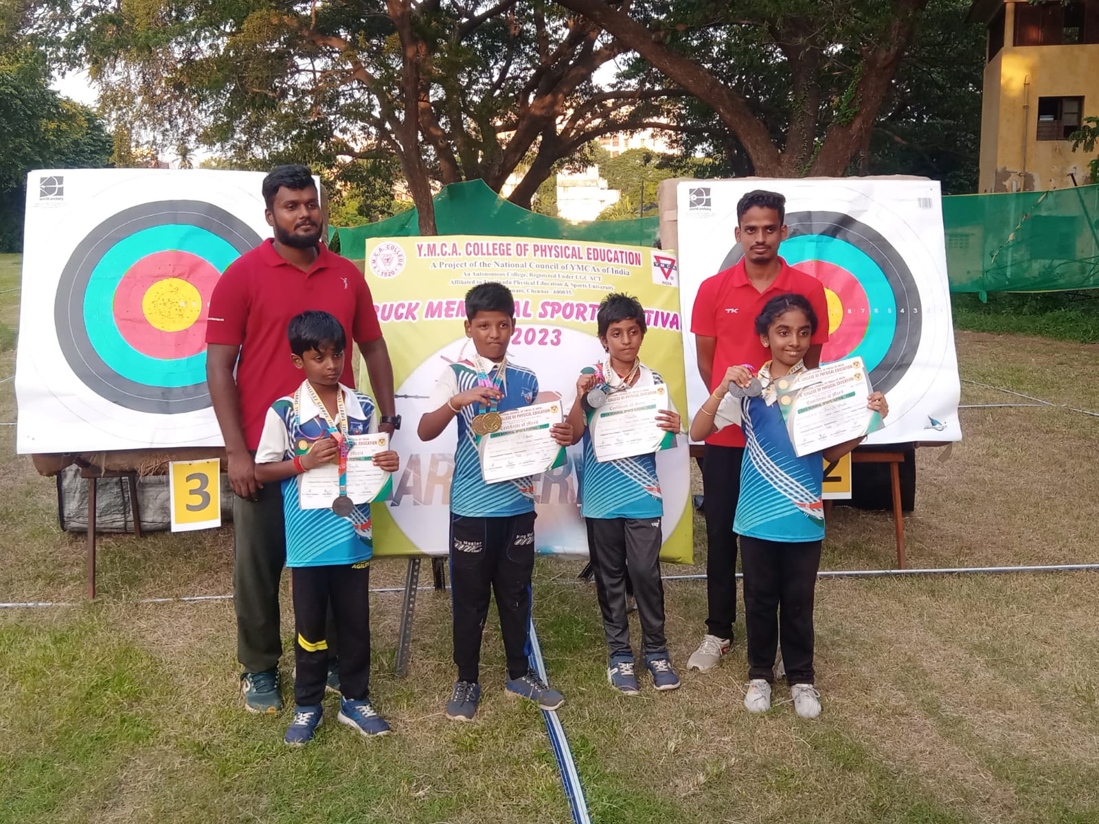 Athlete aiming at target